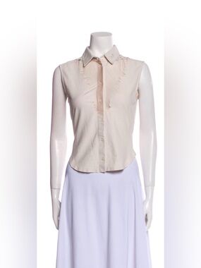 Diesel Sleeveless Button-Down Blouse in Cream